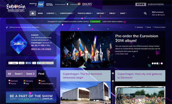 Screenshot eurovision.tv