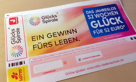 GlücksSpirale Spielschein